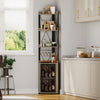 Industrial Corner Bar Cabinet, 4 Tier Freestanding Rack with Glass Holder