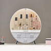 Round Makeup Storage Box Desktop Cosmetic Organizer Drawer Holder Tidy Case Bag