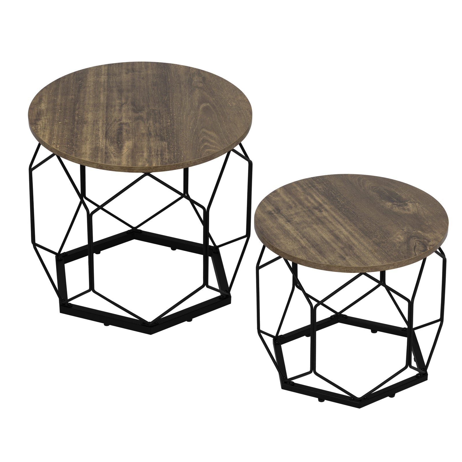 Side Table Nesting Coffee Tables Set of 2 Stacking Sofa Round Tables Living Room