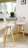 Bar Stools Kitchen Breakfast Chairs Dining Modern Wooden Velvet | Set of 2