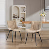 2x Brown Dining Chairs Faux Leather Padded Seat Dining Room Chair Modern
