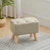 Linen Upholstered Chair Stool Shoes Changing Seat Footstool Footrest with Pocket