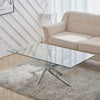 Modern Glass Table Cross X Rectangle Square Side Coffee Dining Table Living Room