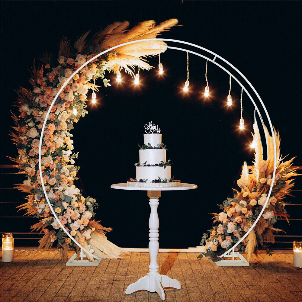 Moongate Round Wedding Arch Metal Backdrop Stand Flower Garland Frame ...