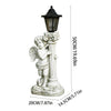 Resin Roman Pillar Angel Statue Figurine Solar Powered Light Outdoor Garden Lamp
