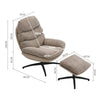 Chenille Padded Recliner Chair Armchair Lounge Swivel Sofa Chairs with Footstool