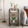 3-Tier Coffee Table w/ Tempered Glass Top Storage Drawer and Shelves Steel Frame