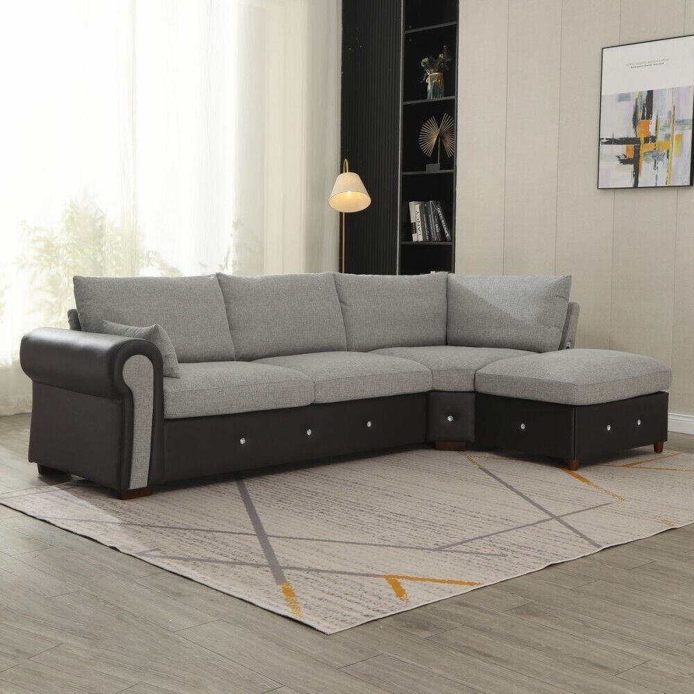 Luxury 2, 3 Seater Linen Fabric Couch Sofa Corner Chaise Living Room Furniture
