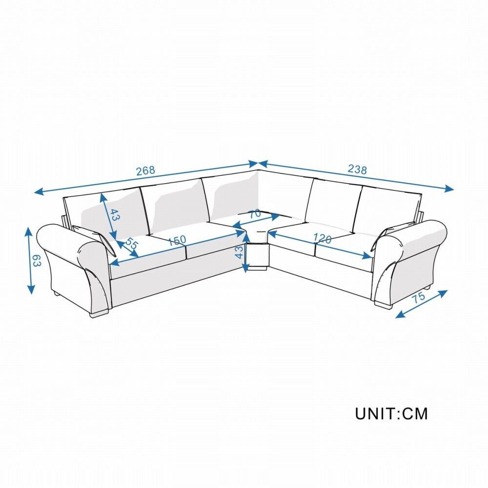 Panana Sofa Suite Set 3 2 or Corner Chaise in Dark Grey Or Light Grey