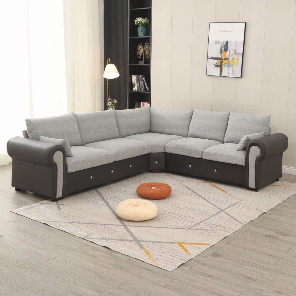 Luxury 2, 3 Seater Linen Fabric Couch Sofa Corner Chaise Living Room Furniture