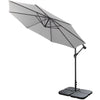 3M Garden Parasol Outdoor Hanging Banana Umbrella Cantilever Sun Shade w/ Base