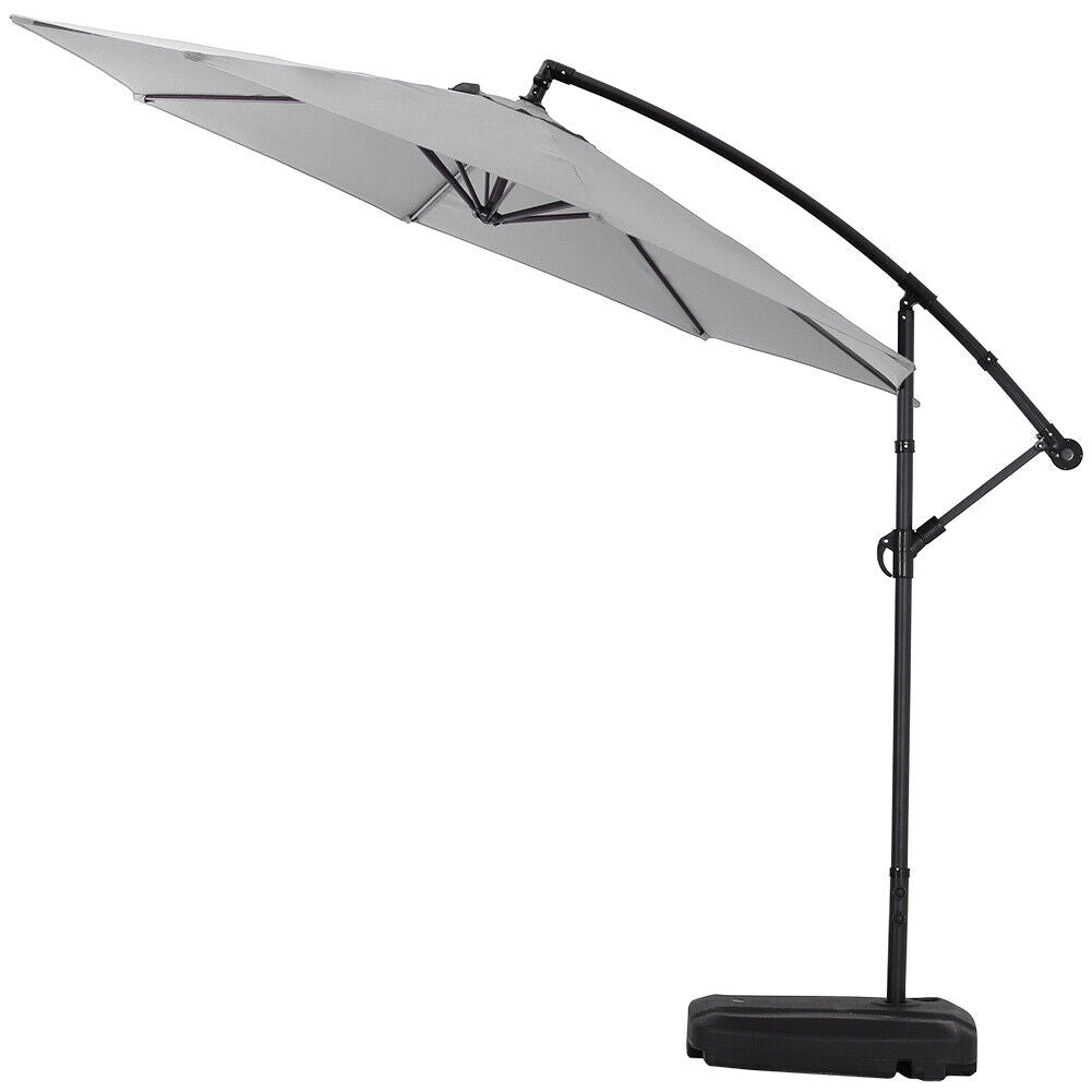 Cantilever Garden Hanging Sun Umbrella Banana Parasol Sunshade with Crank System