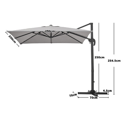 2.5 Meter Cantilever Parasol Garden Patio Banana Umbrella Canopy Outdoor Beach