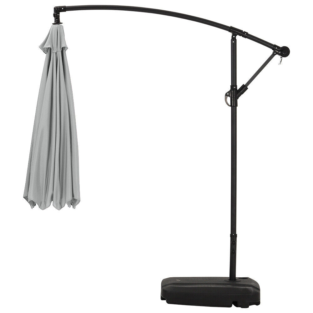 Cantilever Garden Hanging Sun Umbrella Banana Parasol Sunshade with Crank System