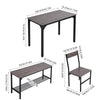 Wood Dining Table and 2 Chair with Bench 4 in 1 Restaurant Kitchen Furniture Set