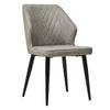 Dining Chair PU Soft High Wide Backrest Metal Legs Dining Room Brown Grey Beige
