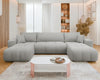 U-Shaped Corner Sofa Bed Symmetrical with Storage Velour Fabric FURYN U