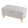 Upholstered Storage Ottoman Chair Stool Footstool Linen Rectangle Pouffe Toy Box