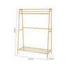 Bamboo Folding Clothes Rail 2 Tiers Hooks Bags Coat Stand Hanger Hallway Bedroom