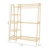 Bamboo Folding Clothes Rail 2 Tiers Hooks Bags Coat Stand Hanger Hallway Bedroom