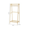 Bamboo Folding Clothes Rail 2 Tiers Hooks Bags Coat Stand Hanger Hallway Bedroom