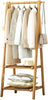 Bamboo Folding Clothes Rail 2 Tiers Hooks Bags Coat Stand Hanger Hallway Bedroom