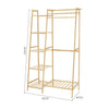 Bamboo Folding Clothes Rail 2 Tiers Hooks Bags Coat Stand Hanger Hallway Bedroom