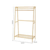 Bamboo Folding Clothes Rail 2 Tiers Hooks Bags Coat Stand Hanger Hallway Bedroom