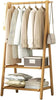 Folding Bamboo Clothes Garment Rack Coat Hanging Stand Open Display StorageShelf