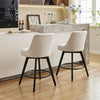 2PCS Swivel Bar Stools Counter Height Upholstered Kitchen Island Chairs w/ Backs