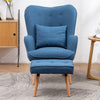 Occasional Scalloped Button High Back Fabric Armchair Sofa Chair Footrest Stool
