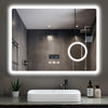 Bathroom LED Mirror Illuminated Demister Touch Bluetooth Clock 3 light Colors