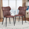 Set of 2 Faux Leather/Suede Dining Chairs Metal Legs Reception Restaurant Chair