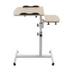 Twin Top Over Bed Chair Laptop Table Adjustable Height Mobility Aid on Wheels