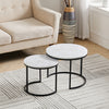 Nest of 2/3 Coffee Tables Nesting Round Table Retro/White Marble Effect Wood Set