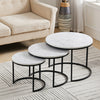 Nest of 2/3 Coffee Tables Nesting Round Table Retro/White Marble Effect Wood Set