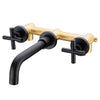 Bathroom Brass 2 Handles Wall Mounted Swivel Spout Sink Faucet Basin Mixer Taps