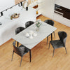Rectangular Marble Dining Table 4-6 Seaters Black Metal Legs Kitchen Furniture