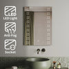 Bathroom Mirror with Shaver Socket LED Illuminated Demister Wall Mounted