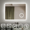 LED Bathroom Wall Mirror with Shaver Socket 3X Magnifier Lights Illuminated IP44