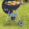 57cm Charcoal Grill BBQ with Thermometer, Stand Wheels& Cooker with Porcelain