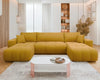 U-Shaped Corner Sofa Bed Symmetrical with Storage Velour Fabric FURYN U