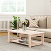 Modern Coffee Table 2-Tier Wooden Center Table Large Side Table Living Room