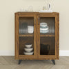 Sideboard Kitchen Buffet Cupboard Console Table with Glass Doors Cabinet 2 Shelf