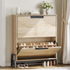 Shoe Storage Cabinet w/2 Flip Drawers,Freestanding Shoe Organiser,Natural/White