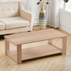 Rectangular Coffee Table Side End Table Wooden TV Stand with Storage Shelf Rack