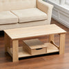 Rectangular Coffee Table Side End Table Wooden TV Stand with Storage Shelf Rack