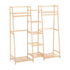 Bamboo Clothes Rail Rack Open Wardrobe Garment Organizer Stand Storage Shelves