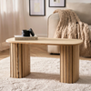 Coffee Table Wooden Ribbed Frame Small Centre Table Living Room Office