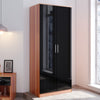High Gloss 2 Doors Mirror Walunt Wardrobe Storage Hanging Rail Bedroom Furniture